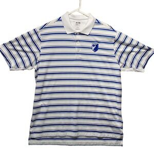Adidas Shirt Mens Large Blue Polo Striped‎ Short Sleeve Climacool Golf MCC